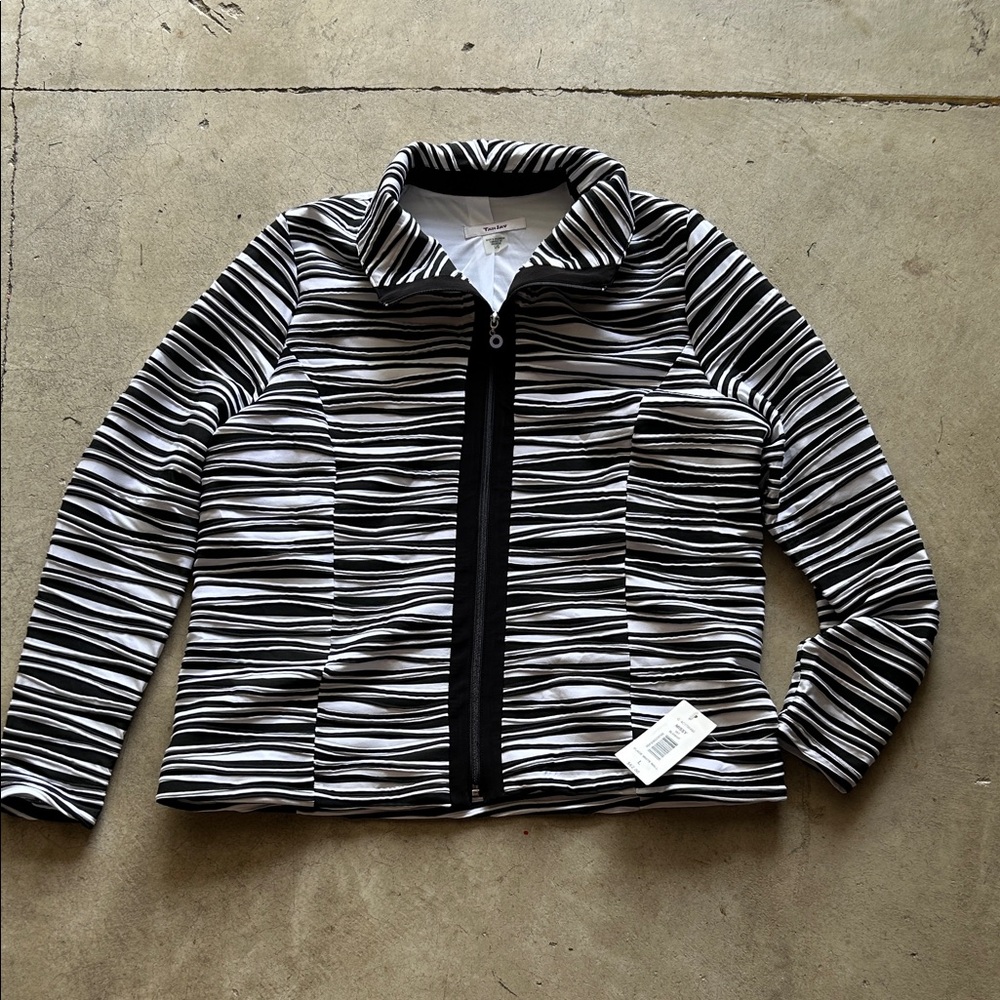 TanJay Black and White Striped Jacket